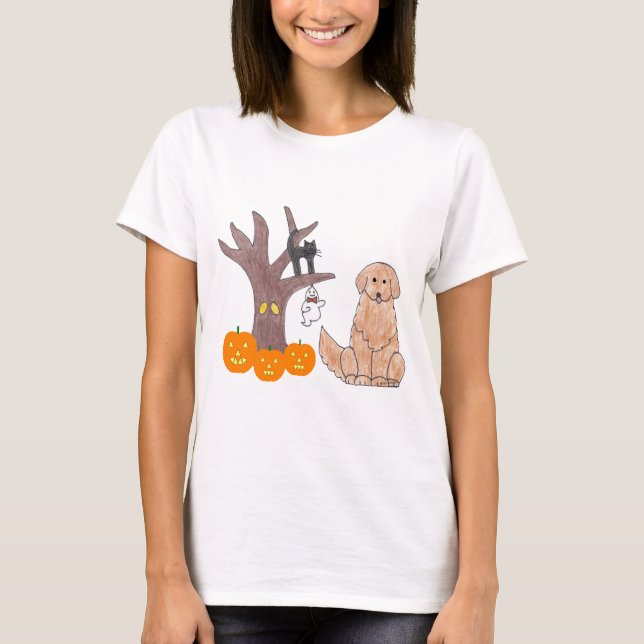 T-shirt d'automne de golden retriever (Devant)