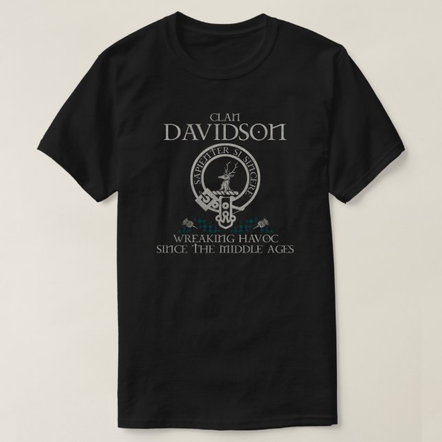 T-shirt Davidson Clan crête écossaise nom de famille tarta (Design devant)