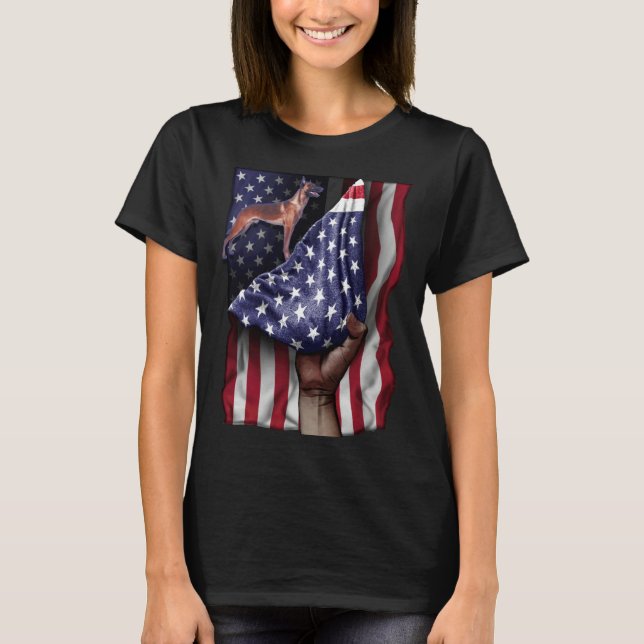 T-shirt Day Of Independence US Flag Belgian Malinois (Devant)