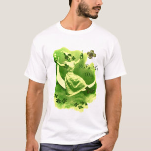 T-SHIRT DAY PATRICK'S DAY LUNE LADY AVEC MONOGRAM SHAMROCK
