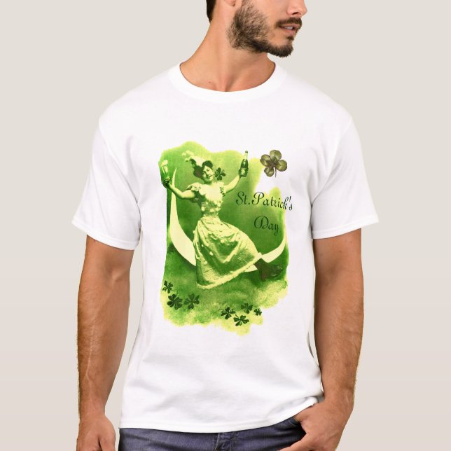 T-SHIRT DAY PATRICK'S DAY LUNE LADY AVEC MONOGRAM SHAMROCK (Devant)