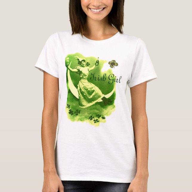 T-SHIRT DAY PATRICK'S DAY LUNE LADY AVEC MONOGRAM SHAMROCK (Devant)