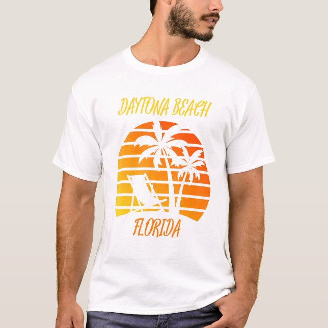 T-shirt Daytona Beach Floride Retro Coucher de soleil Palm (Devant)
