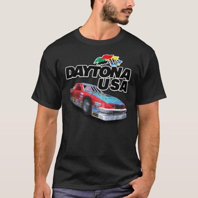 T-shirt Daytona USA Logo de voiture en état de détresse Cl (Devant)