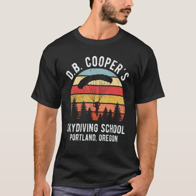 T-shirt Db Coopers Skydiving School Portland Oregon Retro (Devant)