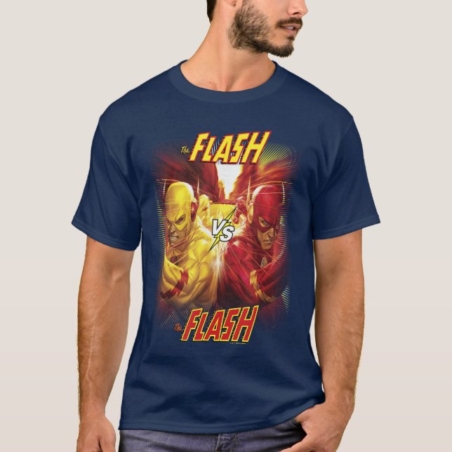 T-shirt DC Comicshe Flash vs Reverse Flash Comic Hero Post (Devant)