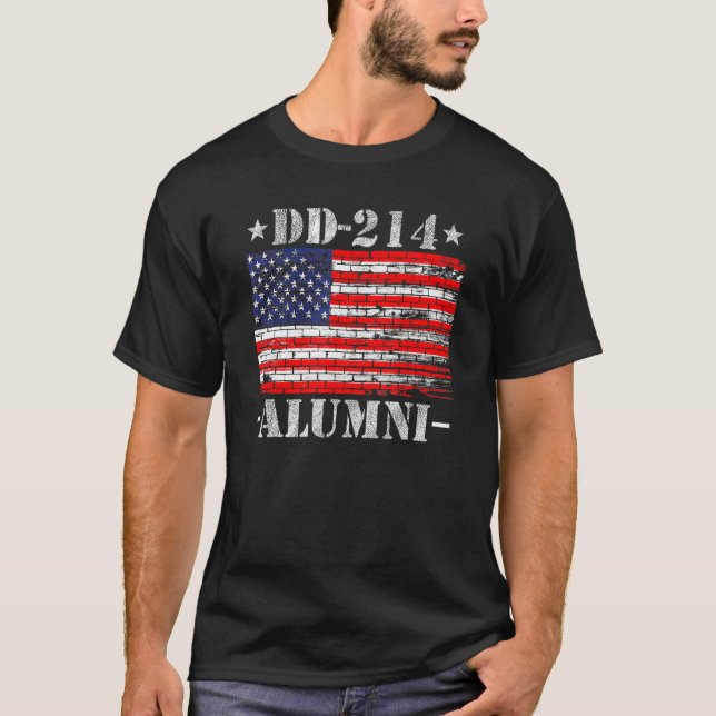 T-shirt Dd-214 Alumni Militaire Vétérinaire Drapeau Améric (Devant)