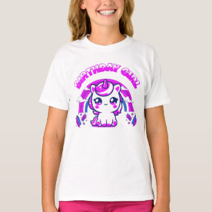 T-Shirt de Anniversaire Filles Arc-en-Ciel Licorne