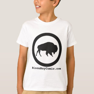 T-shirt de baie de bison d'enfants, blanc