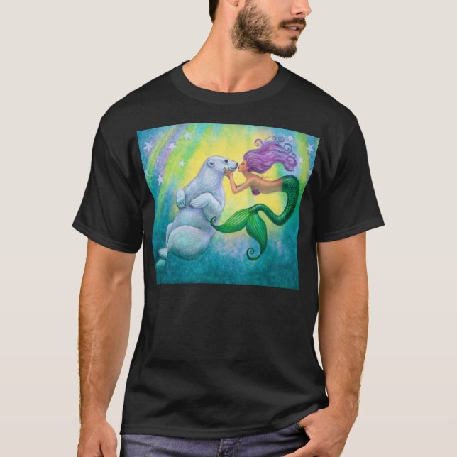T-shirt de baiser de l'ours blanc de la sirène (Devant)