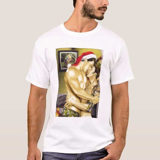 T-shirt de baiser de Père Noël (avant et dos) (Devant)