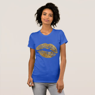 T-shirt de baiser d'effet de feuille d'or