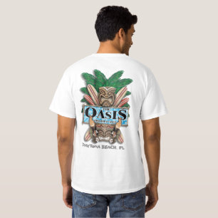 T-shirt de bar et grill de Tiki d'oasis (blanc)