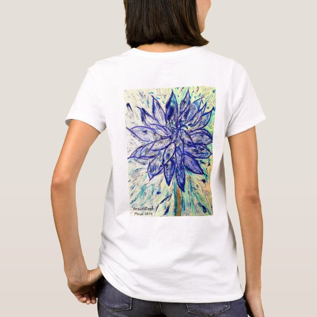 T-shirt de base féminin Rare Blue Dalhia (Dos)