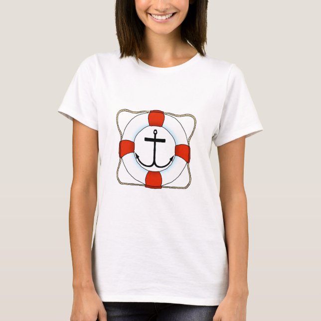 T-shirt de base pour femmes d'Ancres et de sauvete (Devant)