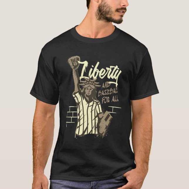 T-shirt de baseball de statue de la Liberté (Devant)