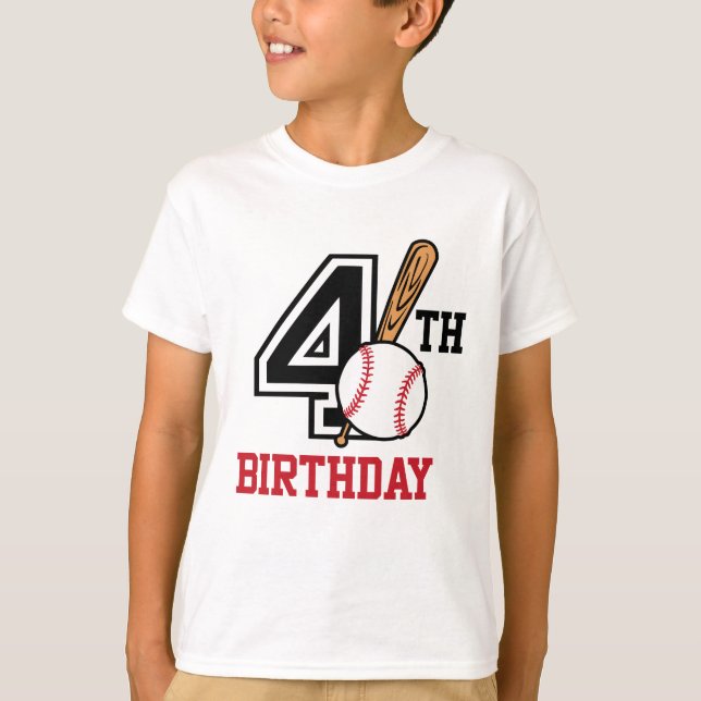 T-shirt de baseball personnalisé 4e anniversaire (Devant)