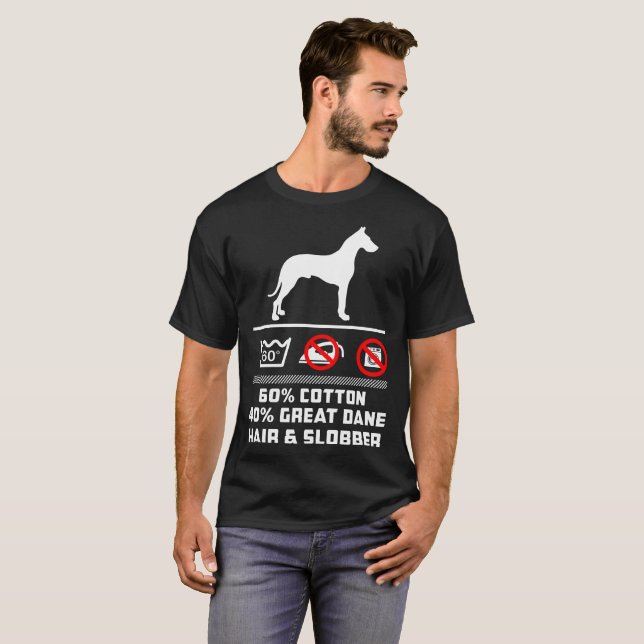 T-shirt de bave de cheveux du coton 40% great dane (Devant entier)