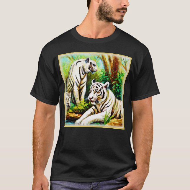 T-shirt De Beaux Tigres Blancs Dans La Jungle. Commandez d (Devant)