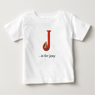 T-shirt de bébé d'alphabet : J est pour Joey