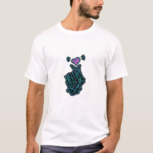 T-shirt De Belles Mains De Squelette Avec Un Signal Coeur 