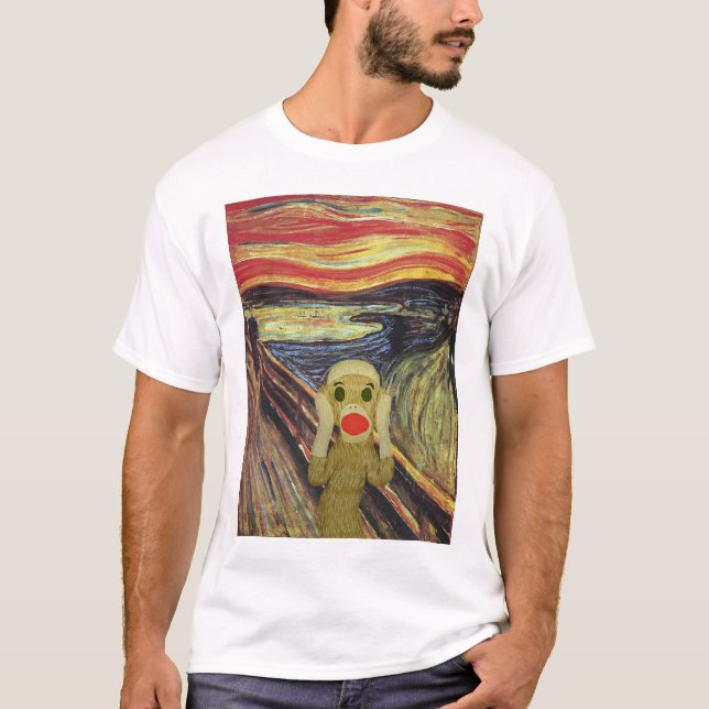 T-shirt de blanc de cri perçant de singe de (Devant)