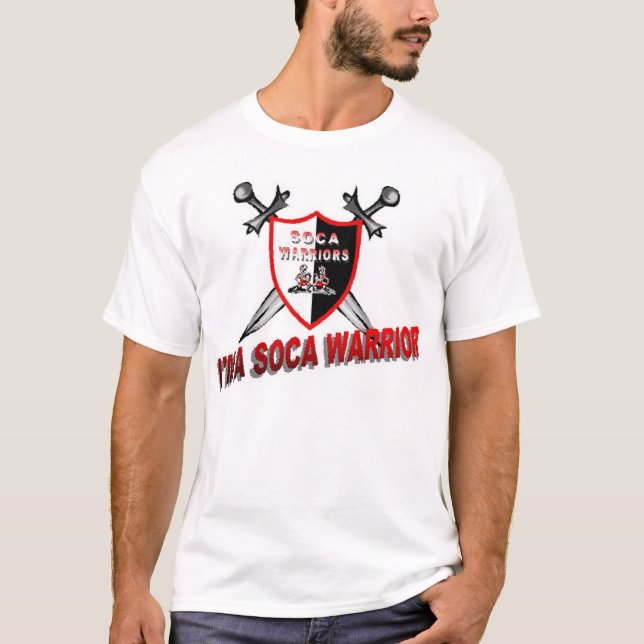 T-shirt de blanc de guerrier de Soca (Devant)
