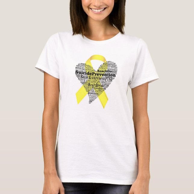 T-shirt de blanc de plaine de coeur de prévention (Devant)