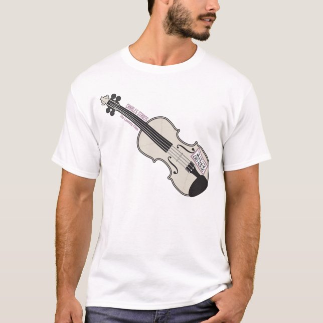 T-shirt de blanc du violon du MOIS de (Devant)