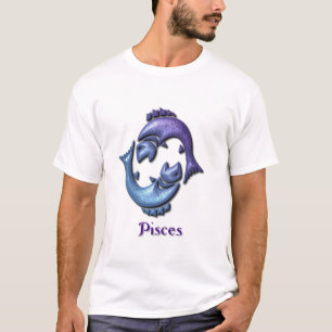 T-shirt de bleu de dames de signe de Poissons