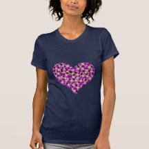 T-shirt de bleu de femmes de coeur d'orchidées