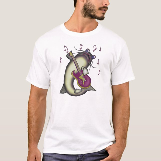 T-shirt de bleus de poisson-chat (Devant)