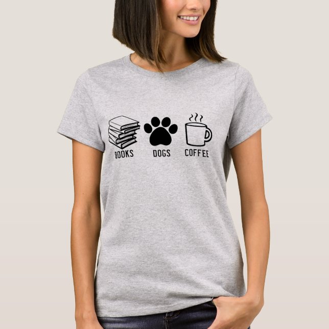 T-shirt de café de chiens de livres (Devant)