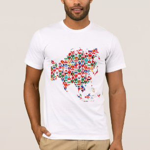 T-shirt de carte de coeurs de drapeau de l'Asie