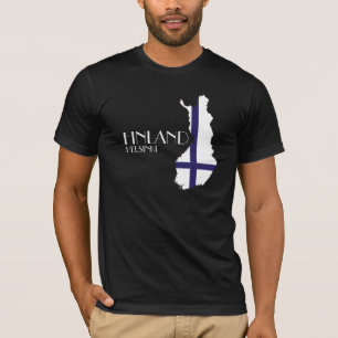 T-shirt de carte de drapeau de la Finlande