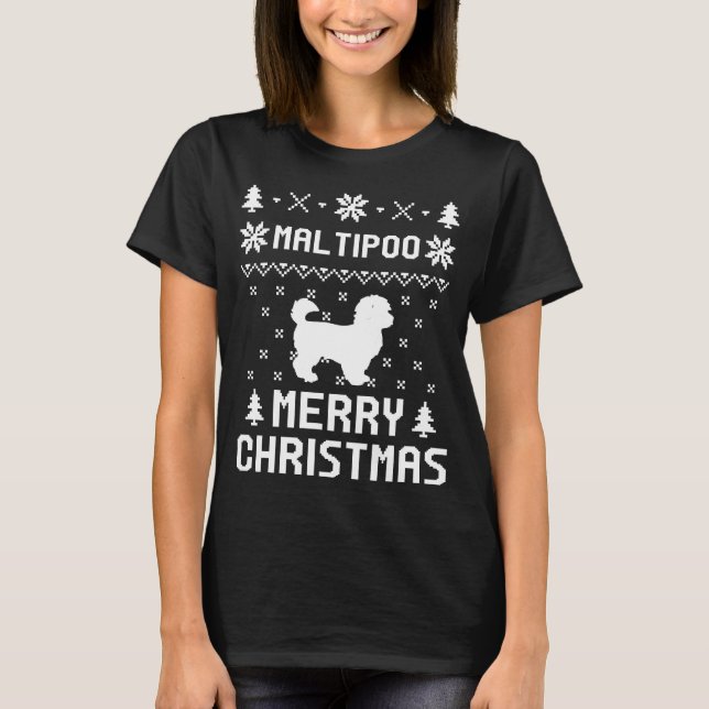 T-shirt de chandails de Joyeux Noël de MALTIPOO (Devant)