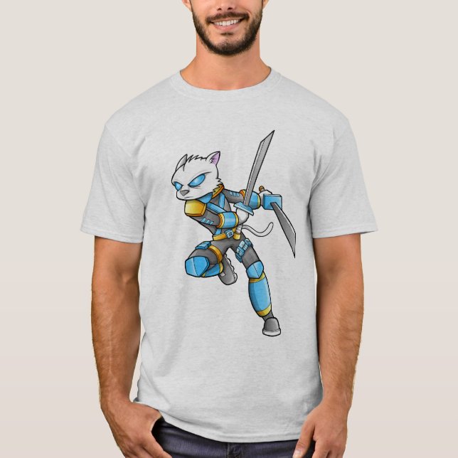 T-shirt de chat de guerrier de Ninja (Devant)