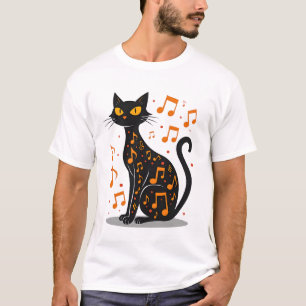 T-shirt de chat de note musicale Halloween  Note d