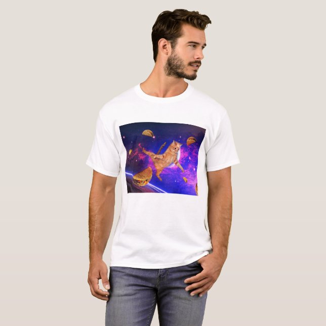 T-shirt de chat de taco de l'espace par Victoria (Devant entier)