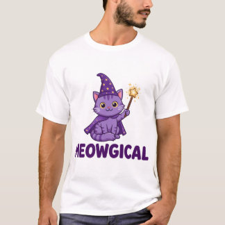 T-shirt de chat sorcier drôle et féerique