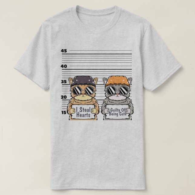 T-shirt de chats criminels mignons (Design devant)