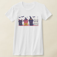 T-Shirt de chats d'Halloween mignonne - Kawaii Wit