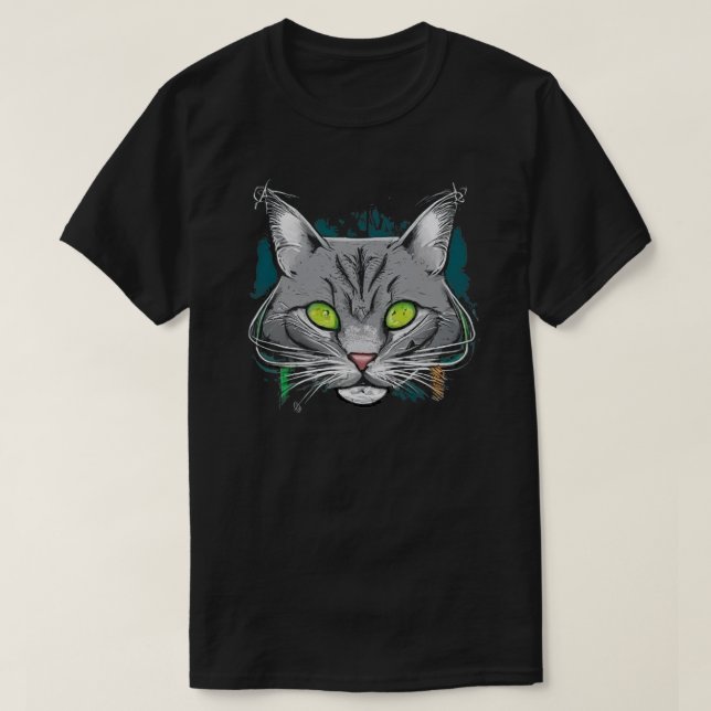 T-shirt de chatte à cartons colorés (Design devant)