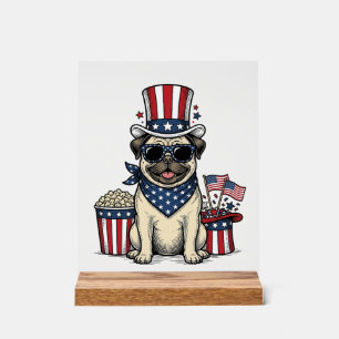 T-shirt de chien avec gravure vintage Pug patrioti
