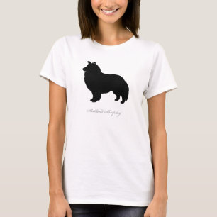 T-shirt de chien de berger de Shetland (silhouette