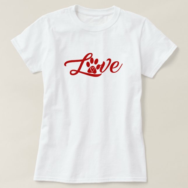 T-Shirt de chien Love Paw (Design devant)