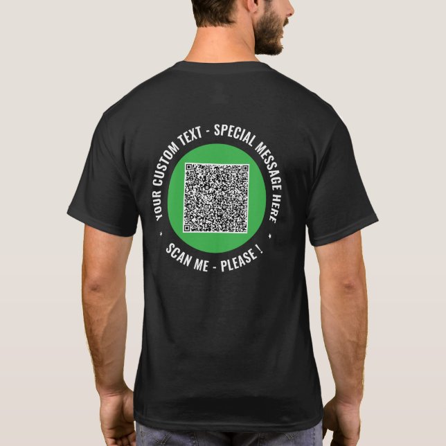 T-shirt de code QR personnalisé Exemple de texte p (Dos)
