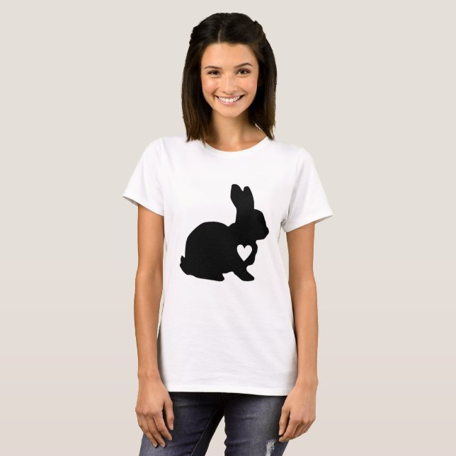 T-shirt de coeur d'amour de lapin (Devant entier)