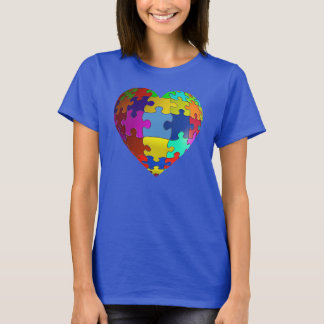 T-shirt de coeur de puzzle de sensibilisation sur