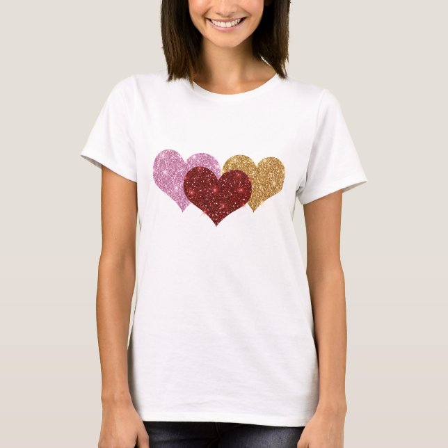 T-shirt de coeurs de parties scintillantes (Devant)